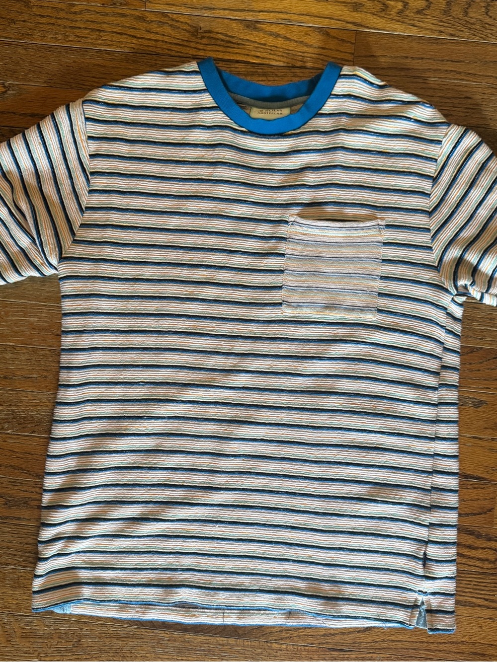 Scotch & Soda Blue and White Striped Pocket Tee